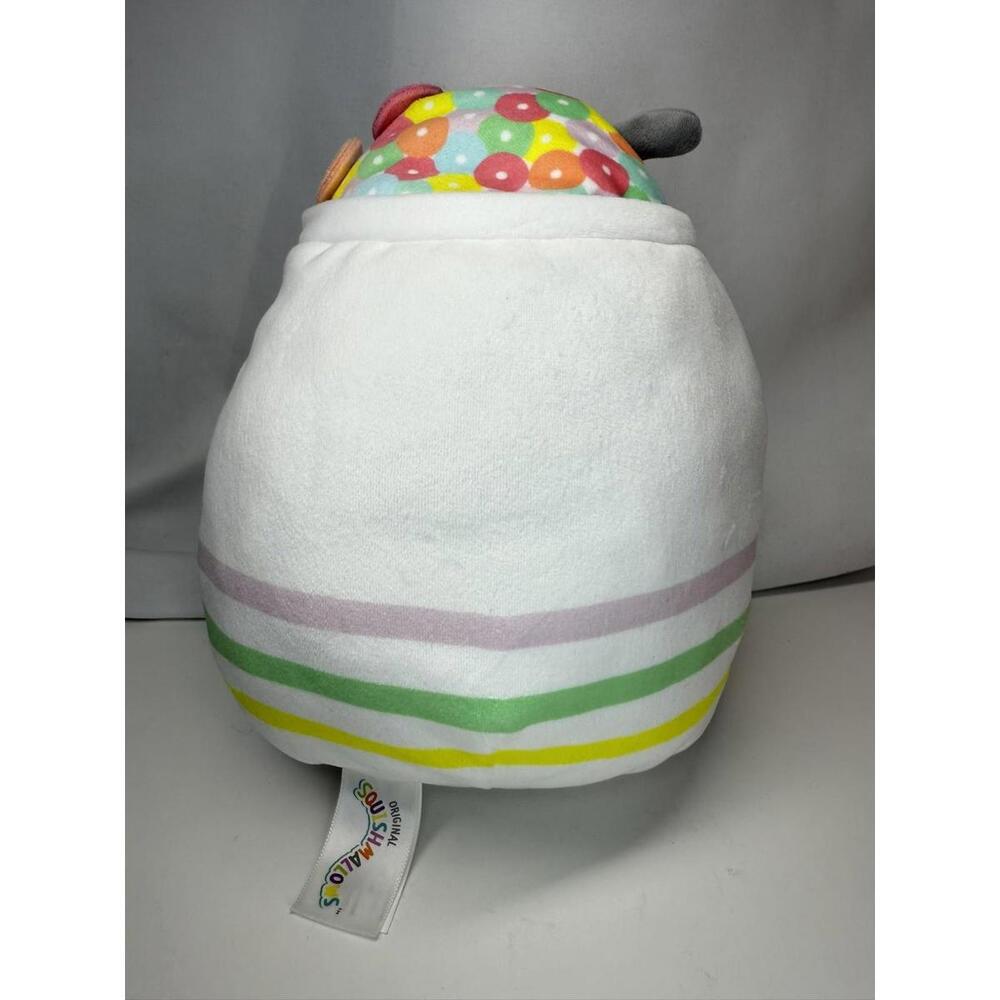 8" Squishmallows Lupi the Cereal Bowl Plush With Spoon White Pastel Stripes - Picture 3 of 7
